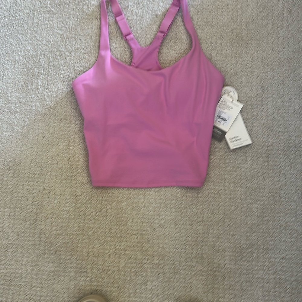 Vuori Pink Cropped Tank Top with Crossed Straps